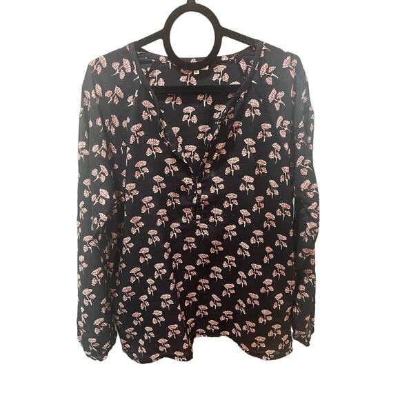 Women’s Anthropologie Natura Boho Cotton Tunic Blouse Black Print XL - Picture 2 of 7